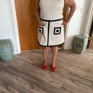 STYLEWE Cream Midi Dress with Black Contrast Trim